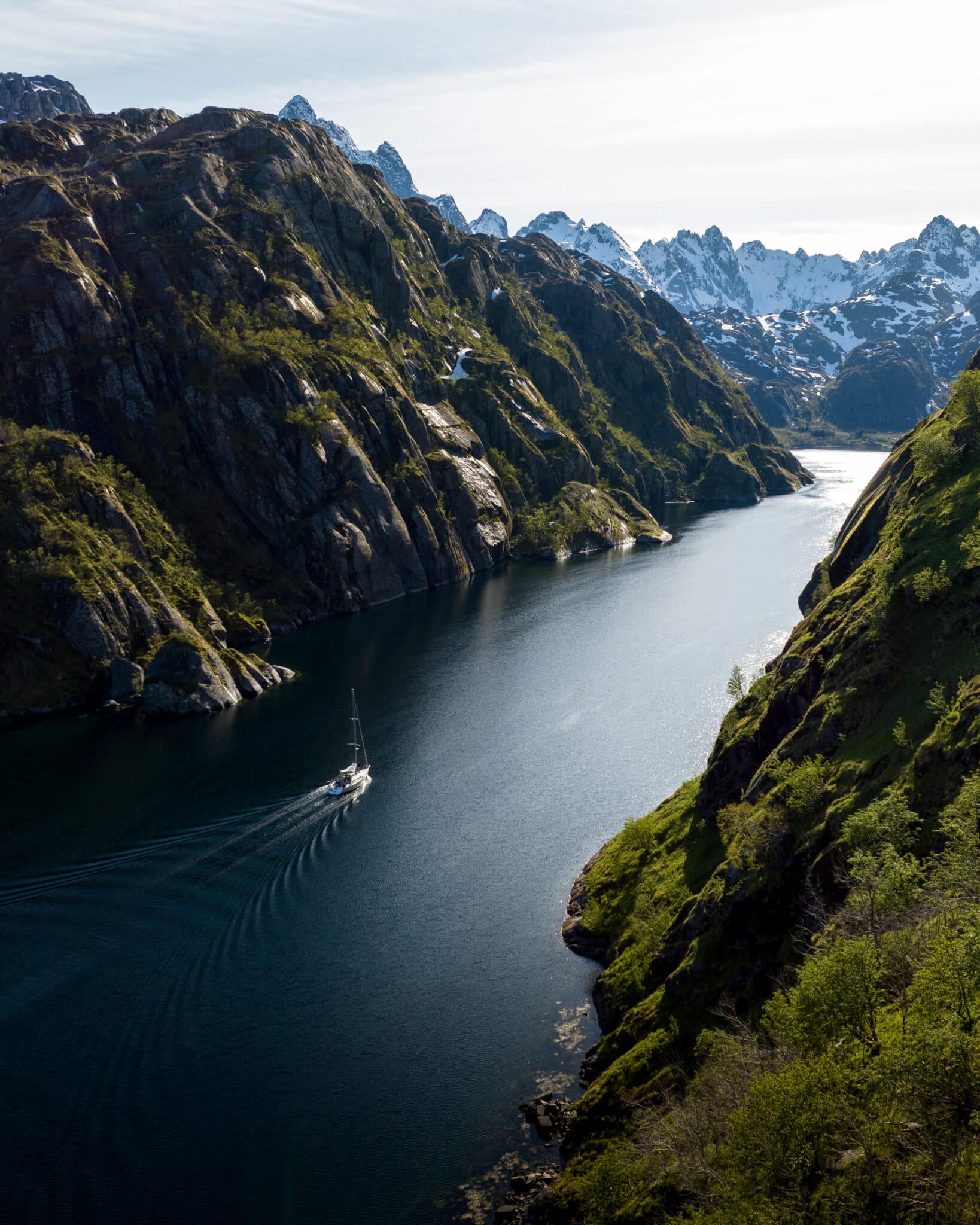 Barba sailing through Trollfjorden during Leg 1 of Arctic Sense 2023